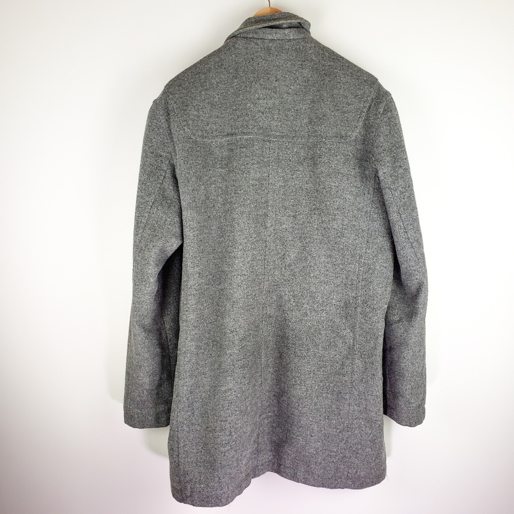 Zara Man Wool Peacoat Trench Jacket Gray Full Zip - Picture 7 of 8